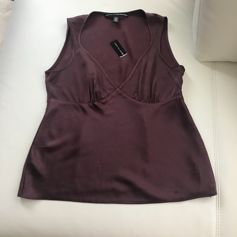 Linda Allard Ellen Tracy Plum Silk Blend Camisole Tank Top Size 4 Office Career